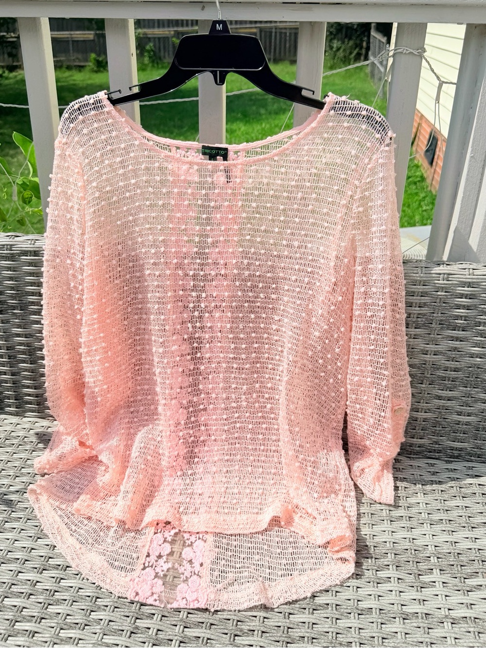Tricotto Sheer Open-Knit Cashmere Sweater in Light Pink One of a Kind